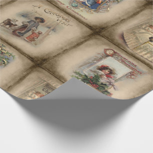 Papier Cadeau Couvertures de livres de Noël rustiques victoriens