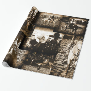 Papier Cadeau Cow-boy Rodeo Rustique Western Country