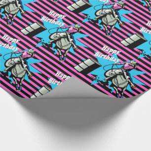Papier Cadeau Cow-girl sur anniversaire de coureur de baril de
