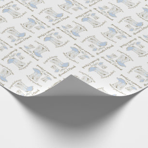 Papier Cadeau Cowboy Baby shower Pays Western Blue Boy