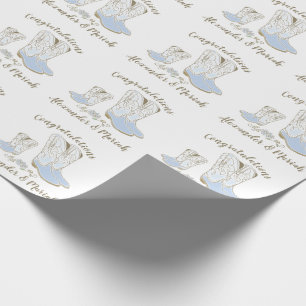 Papier Cadeau Cowboy Baby shower Pays Western Blue Boy