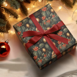 Papier Cadeau Cowboy Cactus Moody de Noël occidental