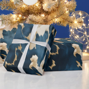 Papier Cadeau Cowboy Cowgirl Western Blue Cream Gold Cowboy
