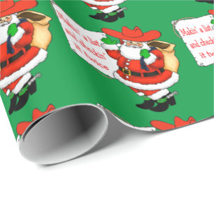 Papier Cadeau Cowboy de Noël occidental Père Noël Makin' A List