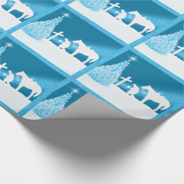 Papier Cadeau Cowboy de Noël occidental priant