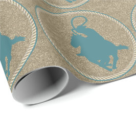 Papier Cadeau Cowboy De Rodéo Occidentale Sur Le Cheval Roping