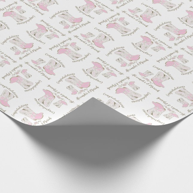 Papier Cadeau Cowgirl Baby shower Pays Western Rose Girl (Coin)