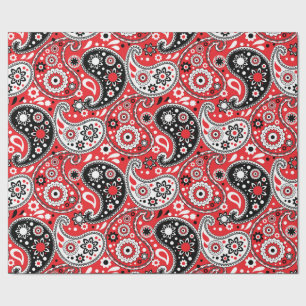 Papier Cadeau Cowgirl Christmas Red Paisley Country Western