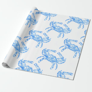 Papier Cadeau crabe bleu vintage