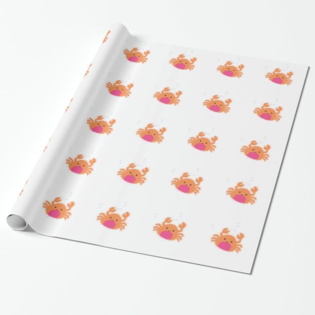 Papier Cadeau Crabe caricaturale orange (Déroulé)