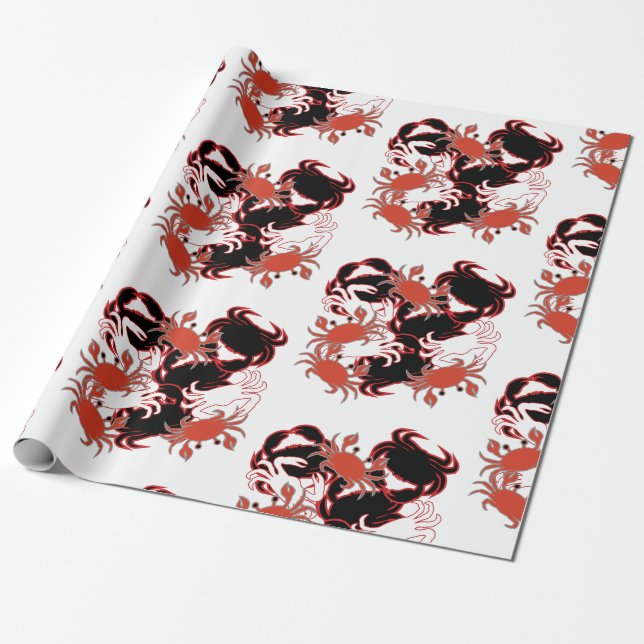 Papier Cadeau Crabe Motif de la mer de Crustacés (Déroulé)