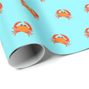 Papier Cadeau Crabe rouge orange chaud simple propre frais