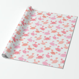 Papier Cadeau Crabes à l'aquarelle mignonne sur bande de menthe