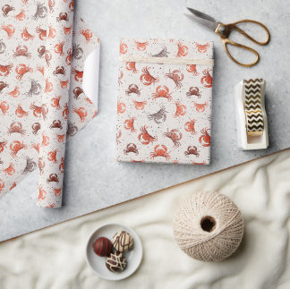 Papier Cadeau Crabes - Motif aquarelle