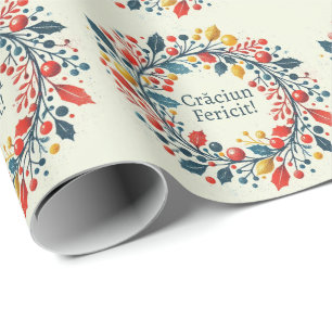 Papier Cadeau Craciun fericit - roumain - drapeau tricolore - bl