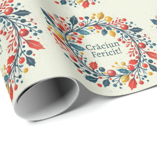 Papier Cadeau Craciun fericit - roumain - drapeau tricolore - bl