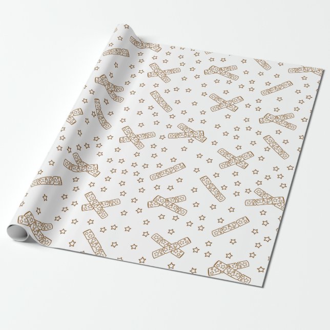 Papier Cadeau Crackers de Noël Gold Toile (Déroulé)