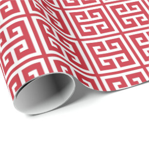 Papier Cadeau Cranberry Red Grey Key Motif