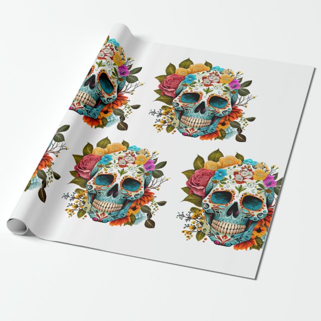 Papier Cadeau Crâne à sucre (Déroulé)