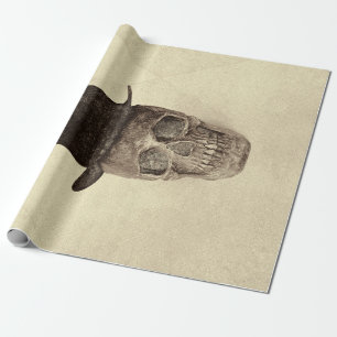 Papier Cadeau Crâne avec chapeau supérieur Gothique Vintage Sepi