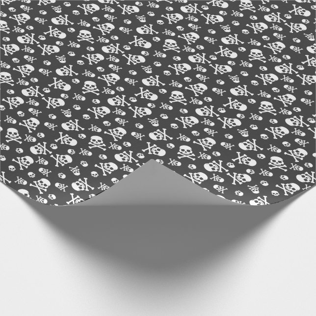 Papier Cadeau Crâne blanc et os pirate (Coin)