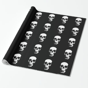 Papier Cadeau Crâne d'art pop noir et blanc