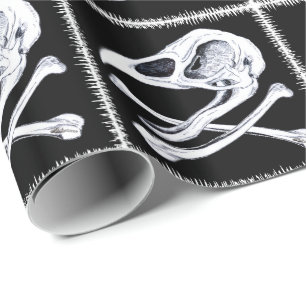 Papier Cadeau Crâne de coq et os croisés