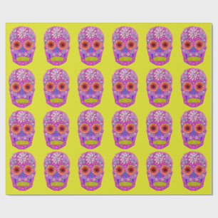 Papier Cadeau Crâne de fleurs 2