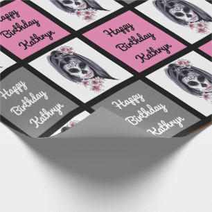 Papier Cadeau Crâne de sucre Personnalisé Anniversaire