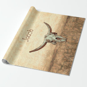 Papier Cadeau Crâne de vache Pays Brown Style rustique occident
