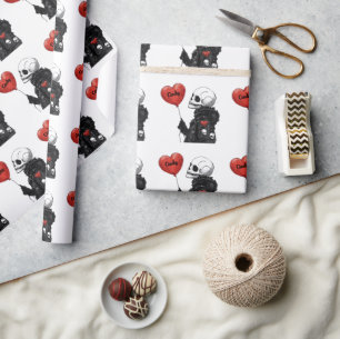 Papier Cadeau Crâne éffrayant - Personnalisable avec ballon