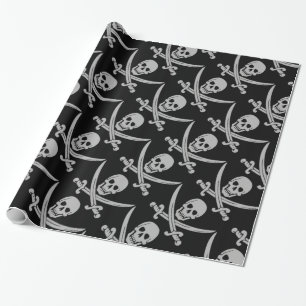 Papier Cadeau Crâne et épées de pirate