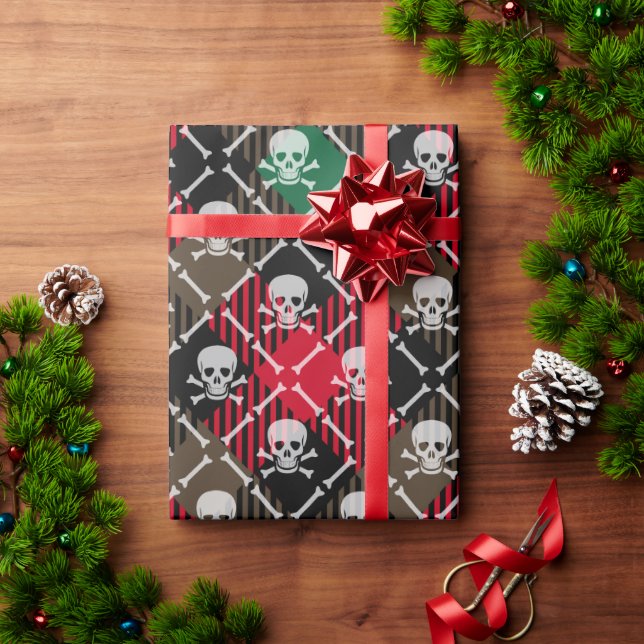 Papier Cadeau Crâne et os plaid de Noël (Cadeau de vacances)