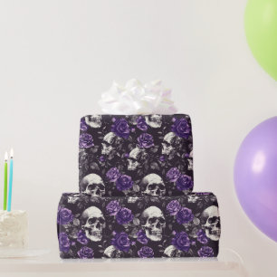 Papier Cadeau Crâne gothique noir violet Rose enveloppement papi