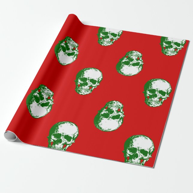 Papier Cadeau crâne moche de noël goth squelette papier d'emball (Déroulé)