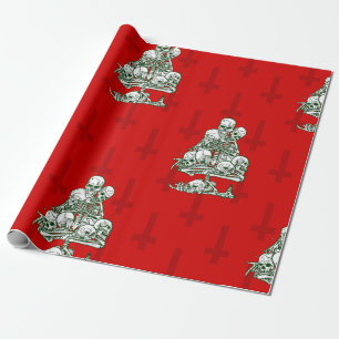 Papier Cadeau crâne moche sapin squelette de Noël croix gothique