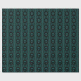 Papier Cadeau Crâne noir Cameo damassé sur papier émérite envelo