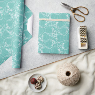Papier Cadeau Crâne sur papier d'enveloppement Turquoise