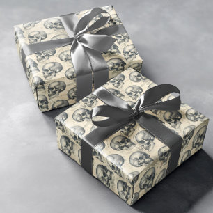 Papier Cadeau Crânes d'âge vintage Halloween Goth Motif