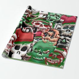 Papier Cadeau Crânes de Noël
