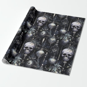 Papier Cadeau Crânes de Noël gothiques Éffrayants
