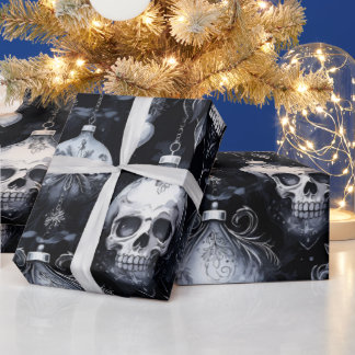Papier Cadeau Crânes de Noël gothiques Éffrayants