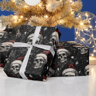 Papier Cadeau Crânes de Noël gothiques éffrayants