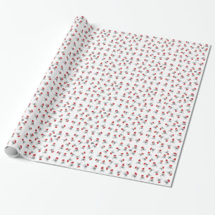 Papier Cadeau Crânes de pirate de Noël sur le blanc
