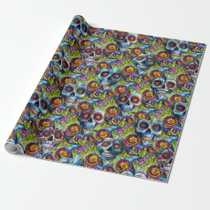Papier Cadeau Crânes de sucre vaudou