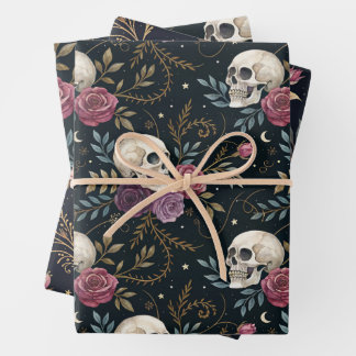 Papier cadeau Crânes et Roses
