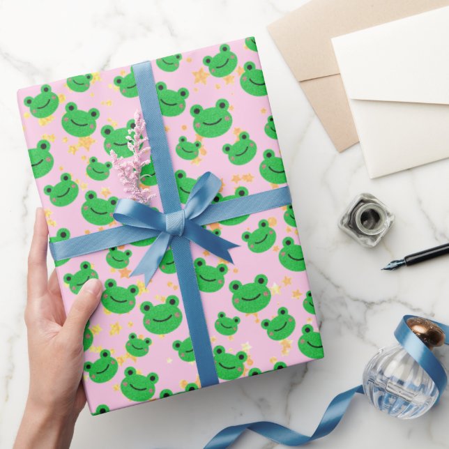 Papier Cadeau Crapaud vert mignon Pink Sparkle fête d'anniversai (Cadeaux)