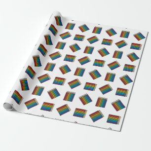 Papier Cadeau Crayons de couleur arc-en-ciel