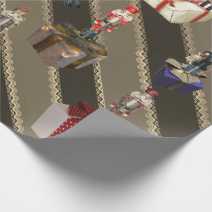 Papier Cadeau Crazy Nutcrackers debout sur les cadeaux Brown