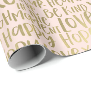 Papier Cadeau Cream Peach Gold Mots Inspirants
